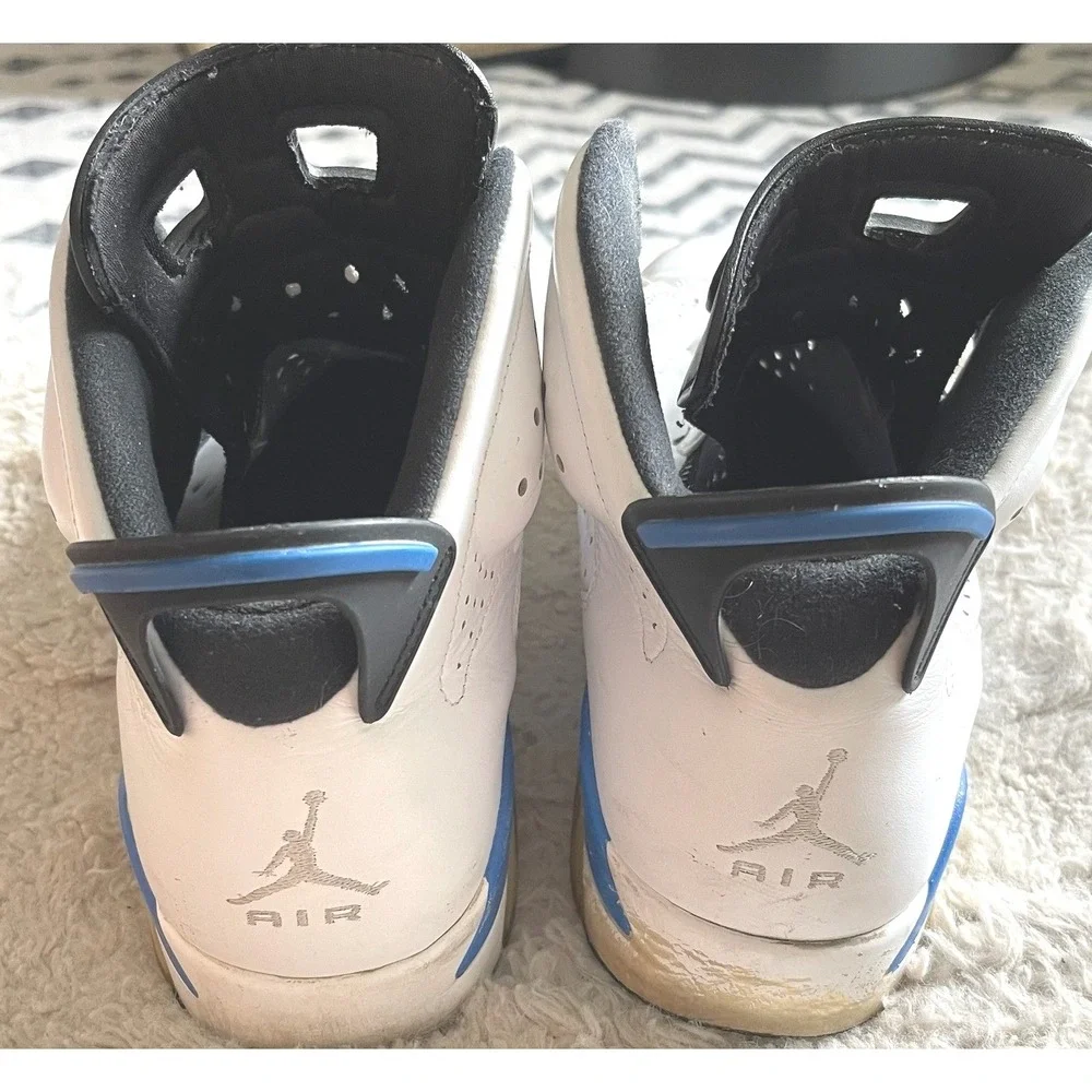 Jordan 6 Retro Sport Blue White Black Basketball Shoes 384664-107 Mens Size 8.5